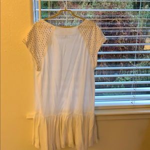 White with rose gold studs ruffle top